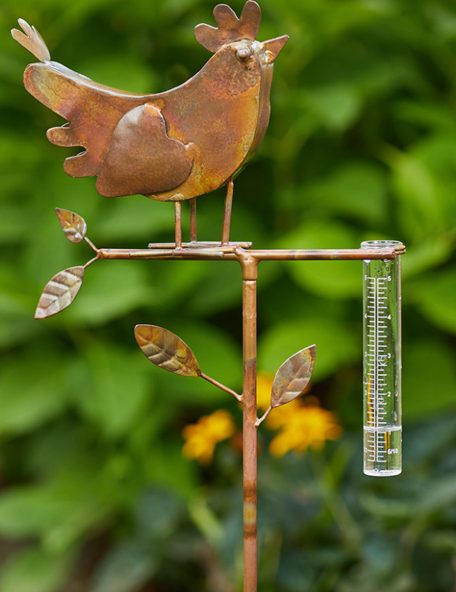 Rooster Rain Gauge Stake