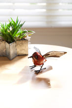 Load image into Gallery viewer, Red Recycled Metal Fluttering Bird Sculpture