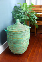 Load image into Gallery viewer, Seaside Stripes Large Laundry Hamper Basket