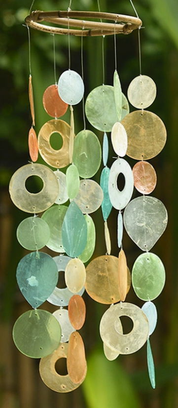 Capiz Chime Tropical Flowers