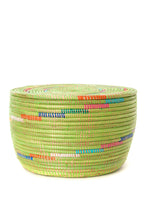 Load image into Gallery viewer, Green Flat Top Storage Basket with Rainbow Spiral