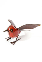 Load image into Gallery viewer, Red Recycled Metal Fluttering Bird Sculpture