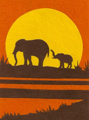 Elephants Sunrise Card