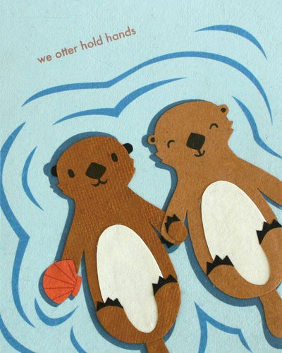 Otter Hold Hands Card