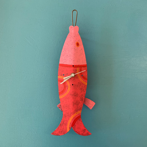 Pink Fish Clock