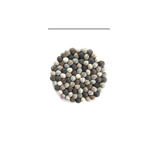 Round Felted Ball Trivet - Neutral