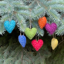 Load image into Gallery viewer, Mini Hearts Handmade Felt Ornament, Set of 7

