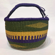 Load image into Gallery viewer, Vegan Round Basket Purple Yellow
