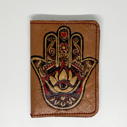 Hamsa Painted Leather Wallet