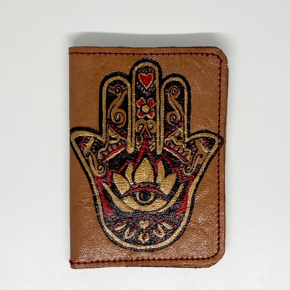 Hamsa Painted Leather Wallet