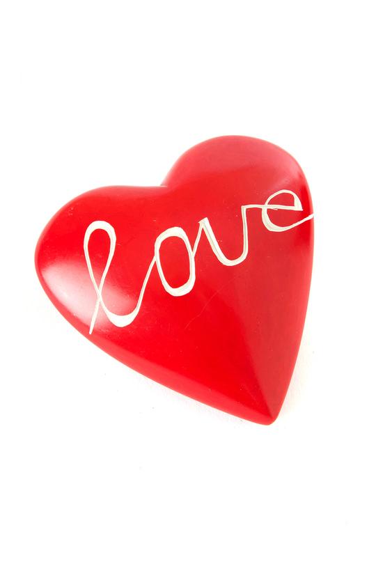 Cursive Love Soapstone Heart