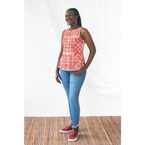 Boardwalk Blouse Plaid Poppy