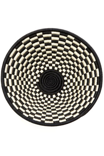 Large Rwandan Sisal Checkered Basket