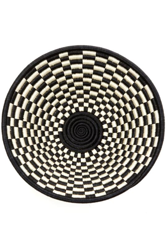 Large Rwandan Sisal Checkered Basket