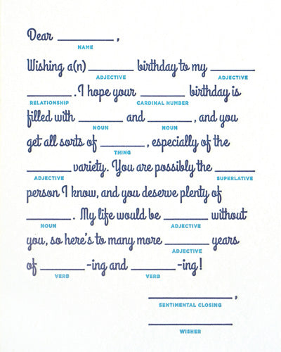 Mad Lib Birthday