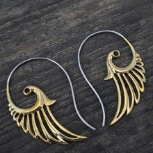 Load image into Gallery viewer, Feather Wing Earrings Brass
