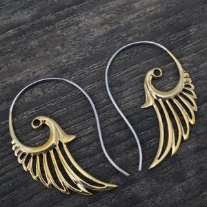 Feather Wing Earrings Brass