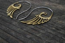 Load image into Gallery viewer, Feather Wing Earrings Brass
