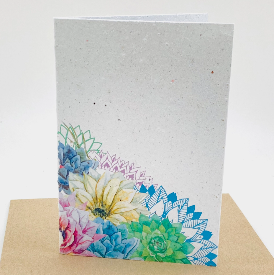 Growing Paper Card Blue Flowers
