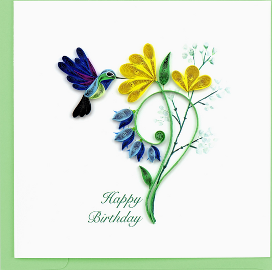 Quilling Card Large - Birthday Hummingbird