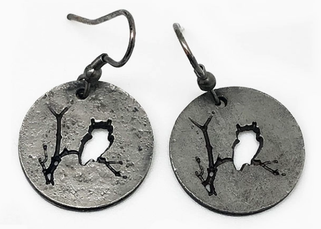 Pewter Owl Earrings