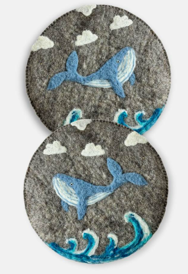 Felted Whale & Cloud Trivet