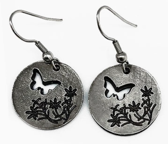 Pewter Butterfly Earrings