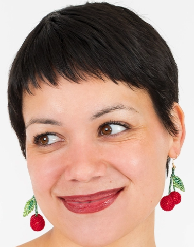 Glass Bead Cherry Earrings