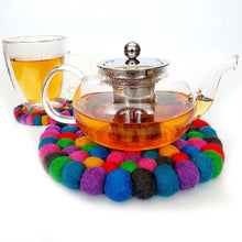 Load image into Gallery viewer, Felt Ball Trivet: Round, Kaleidoscope
