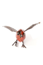 Load image into Gallery viewer, Red Recycled Metal Fluttering Bird Sculpture
