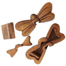 Load image into Gallery viewer, Dragonfly Carved Wooden Puzzle Box: 5.5&quot; x3.5&quot;x2.5&quot;
