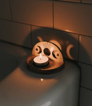 Load image into Gallery viewer, Indukala Moon Phase Tealight Candle Holder-Carved Bone Wood
