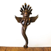 Load image into Gallery viewer, Hand Carved Antique Brass Door Handle - Angels Goddess: Midium 12.5&quot;X 4.5&quot;
