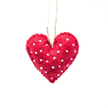 Load image into Gallery viewer, Mini Hearts Handmade Felt Ornament, Set of 7
