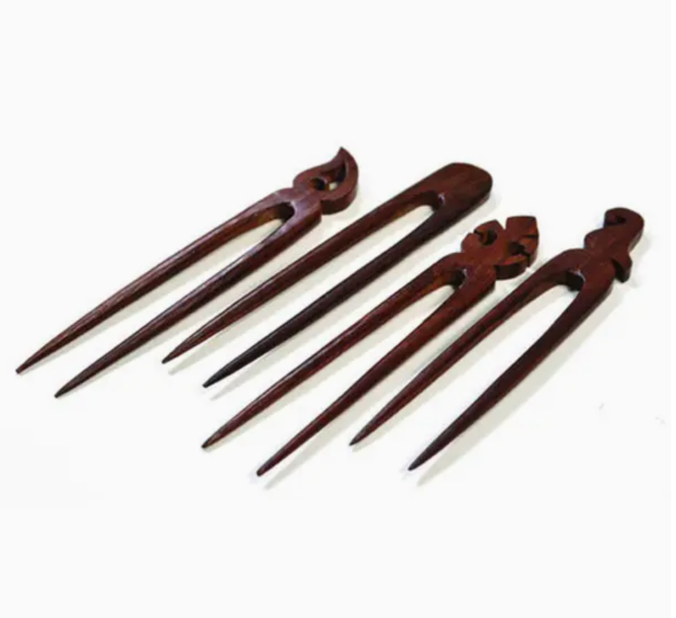 Double Wooden Hair Pins