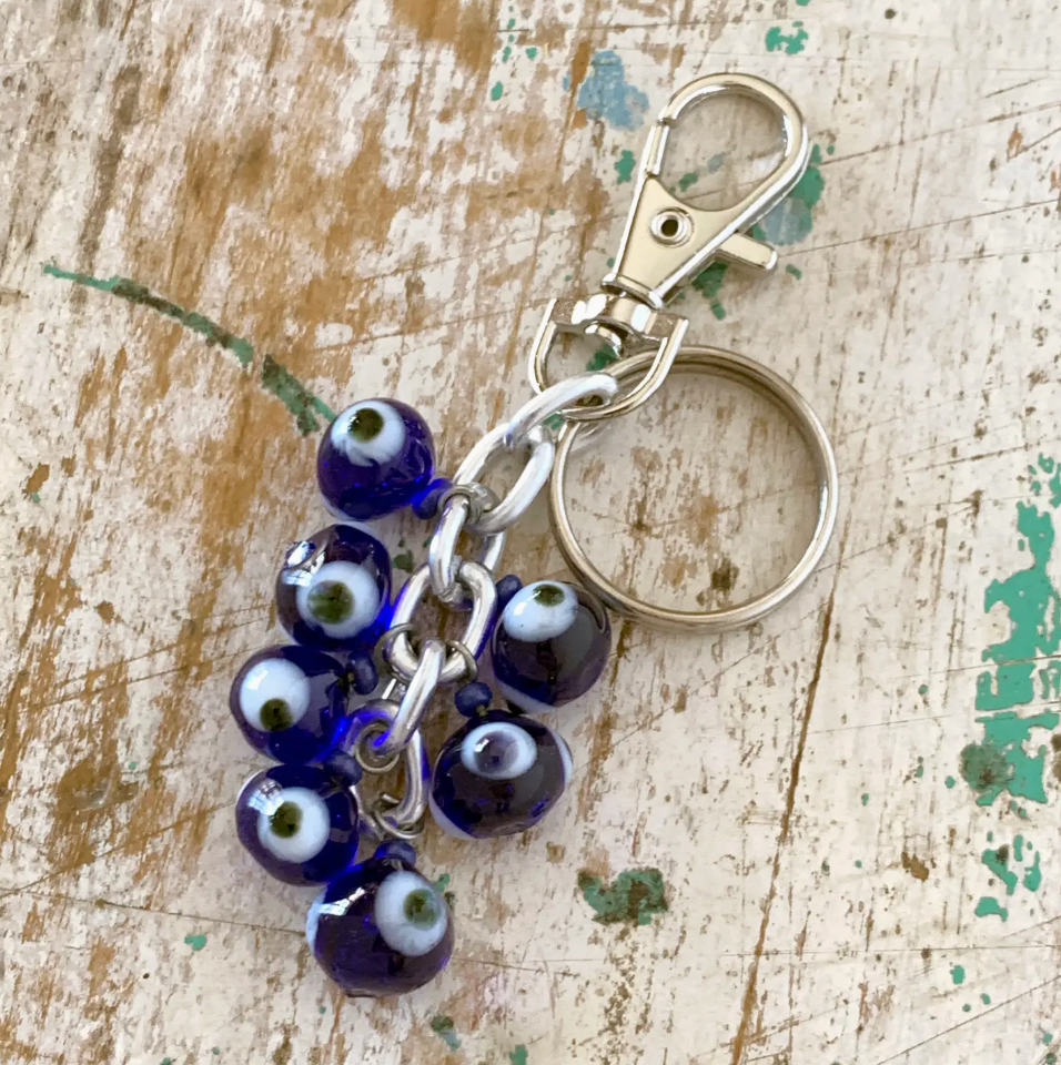 Dark Blue Evil Eye Keychain