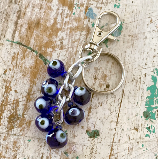 Dark Blue Evil Eye Keychain