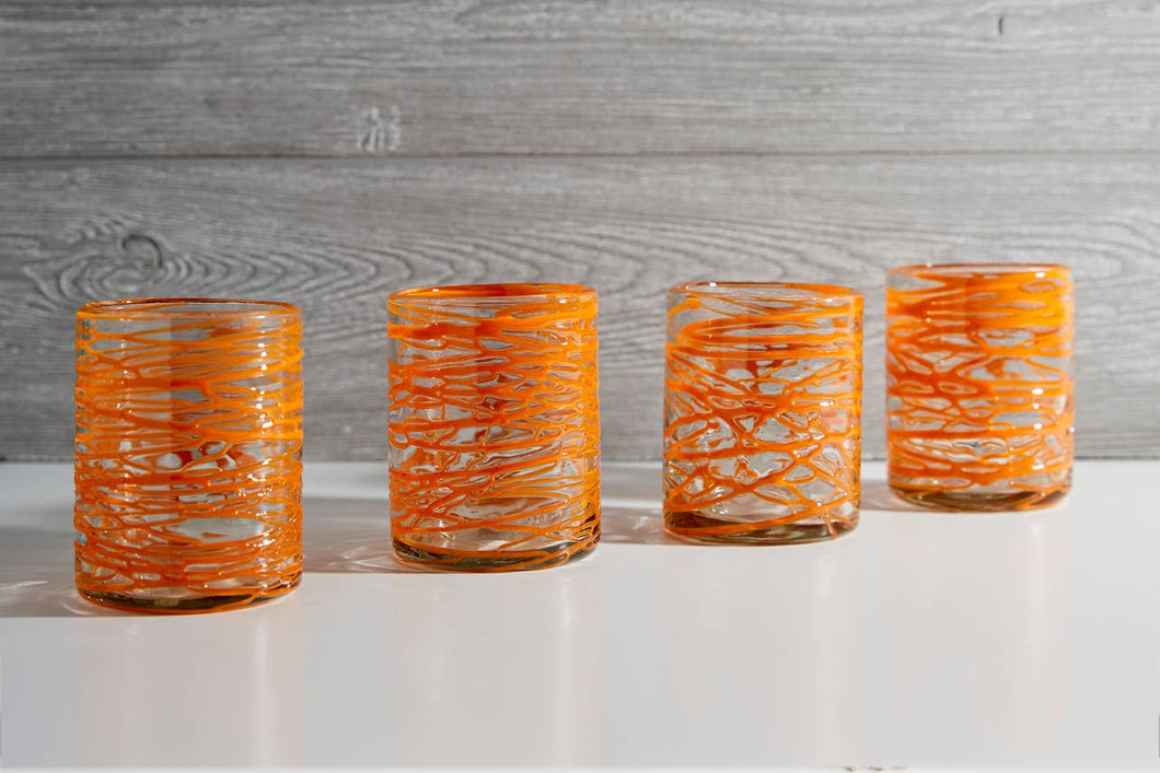 Orange Swirl Glasses 4 Pack