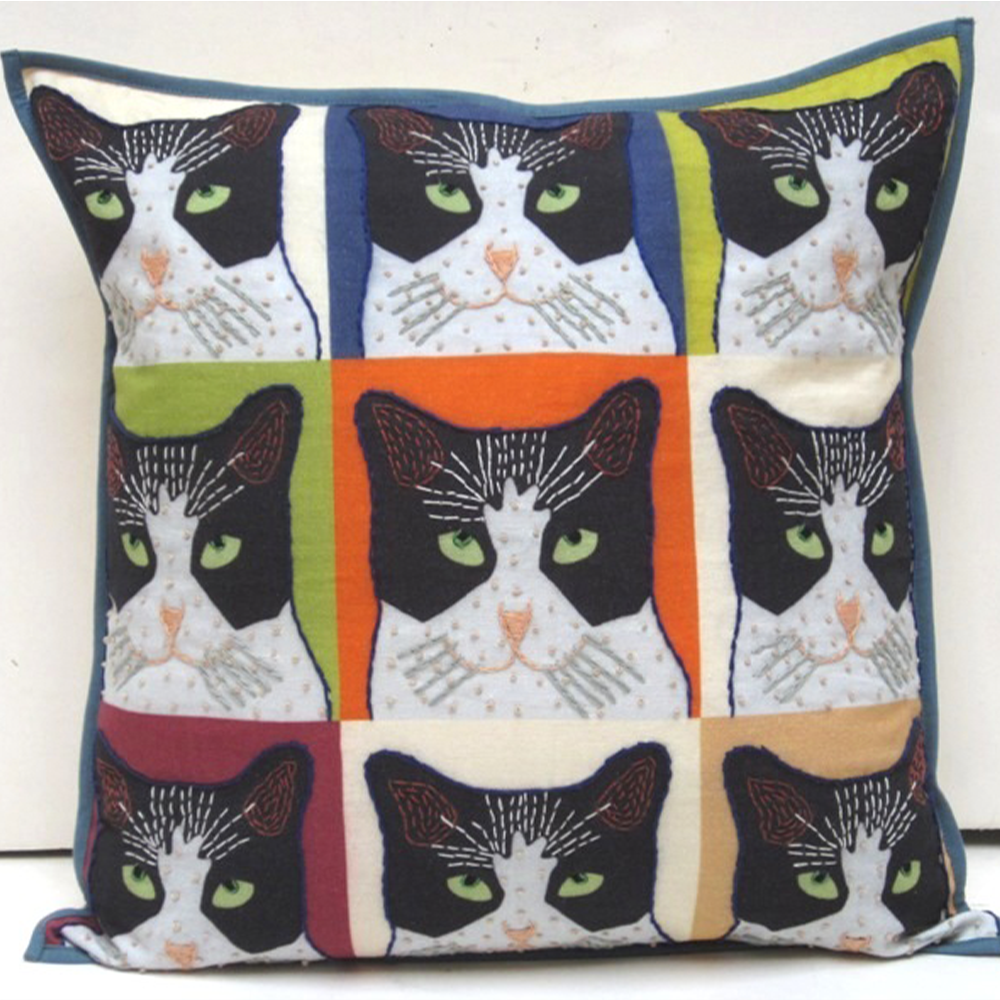 Embroidered Pillows 9 Lives Cat