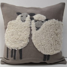 Load image into Gallery viewer, Embroidered Pillows Sheep Duo Sand
