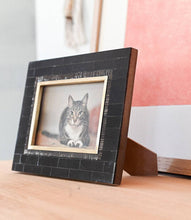 Load image into Gallery viewer, Andhera 4x6 Black Picture Frame - Carved Horn, Brass Inlay
