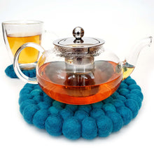 Load image into Gallery viewer, Felt Ball Trivet: Round, Teal
