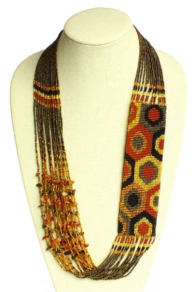 Dotty Story  Earth Necklace Woven Bead Crystals Magnetic