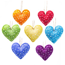 Load image into Gallery viewer, Mini Hearts Handmade Felt Ornament, Set of 7
