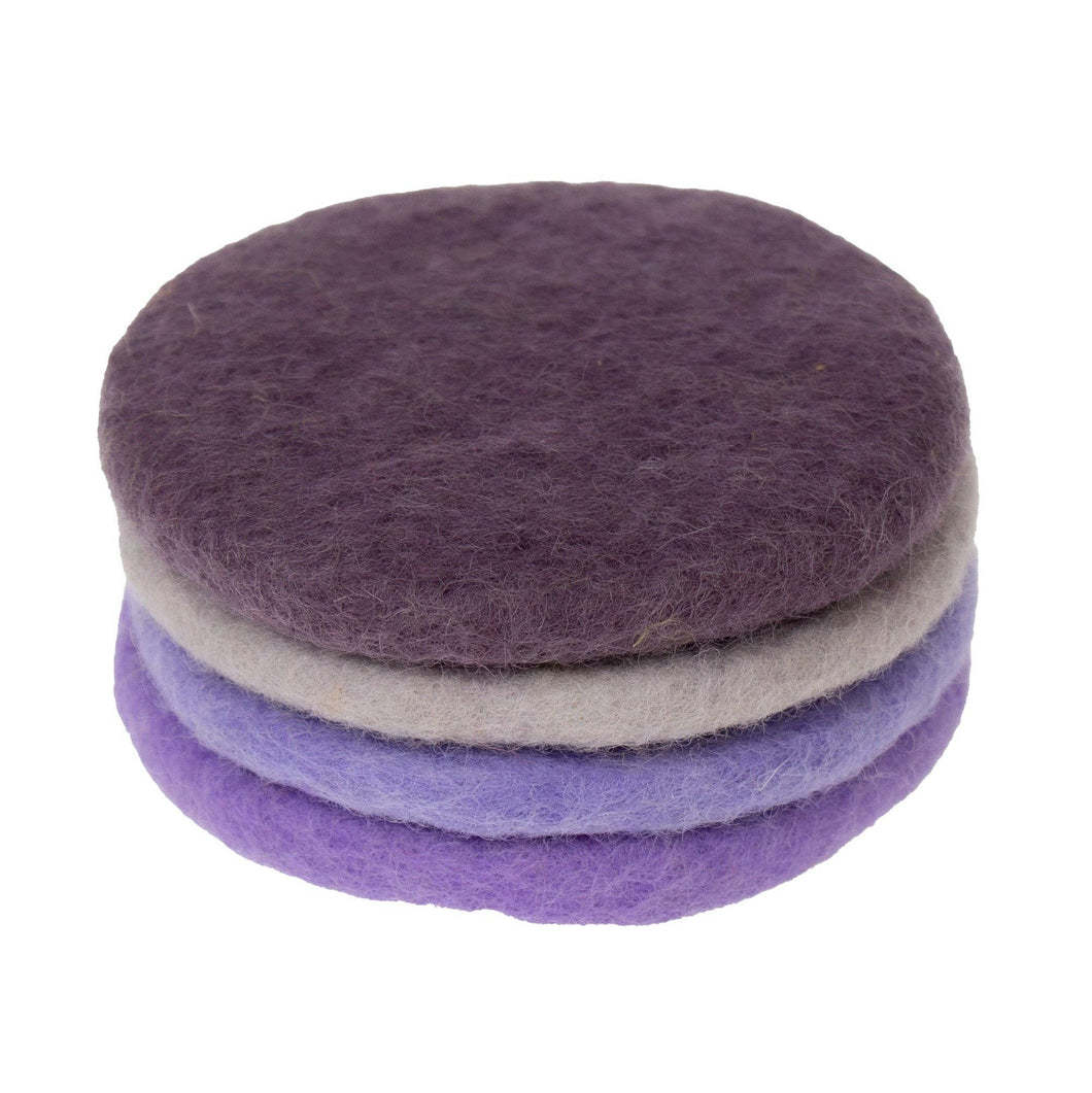 Handmade Felt Macaroon Coasters, Set of 4: Lilac Dusk