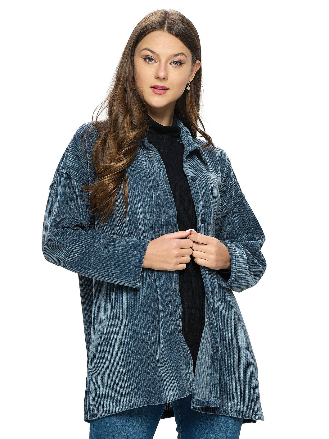 Shirt Jacket Ribbed Oversized