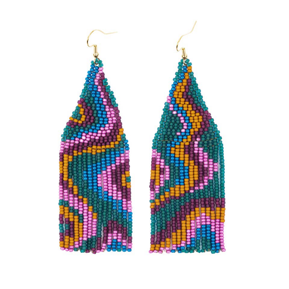 Beaded Psychedelic Fringe Earrings