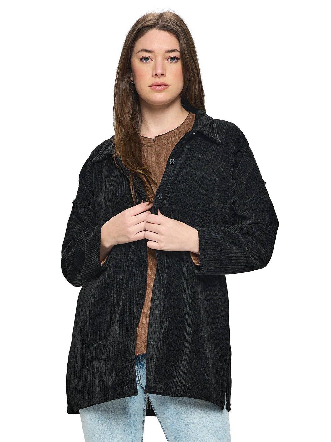 Shirt Jacket Ribbed Oversized
