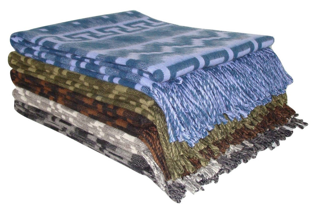 Brushed 100% Alpaca Geometric Nazca Blanket Reversible