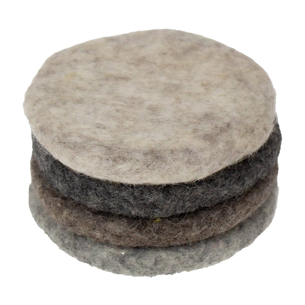 Handmade Felt Macaroon Coasters, Set of 4: Cobblestone